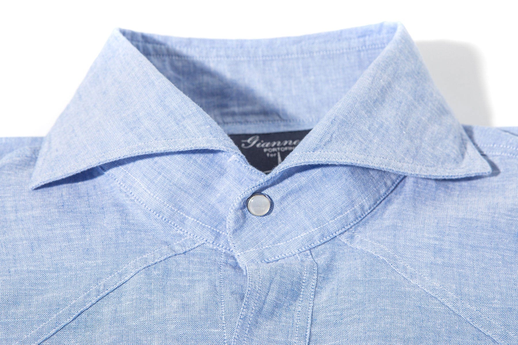 Giannetto Portofino Blanton Linen Cotton Solid Shirt In Blue Mens - Shirts - Dress