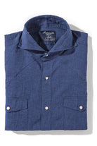 Giannetto Portofino Blanton Linen Cotton Solid Shirt In Navy Mens - Shirts - Dress