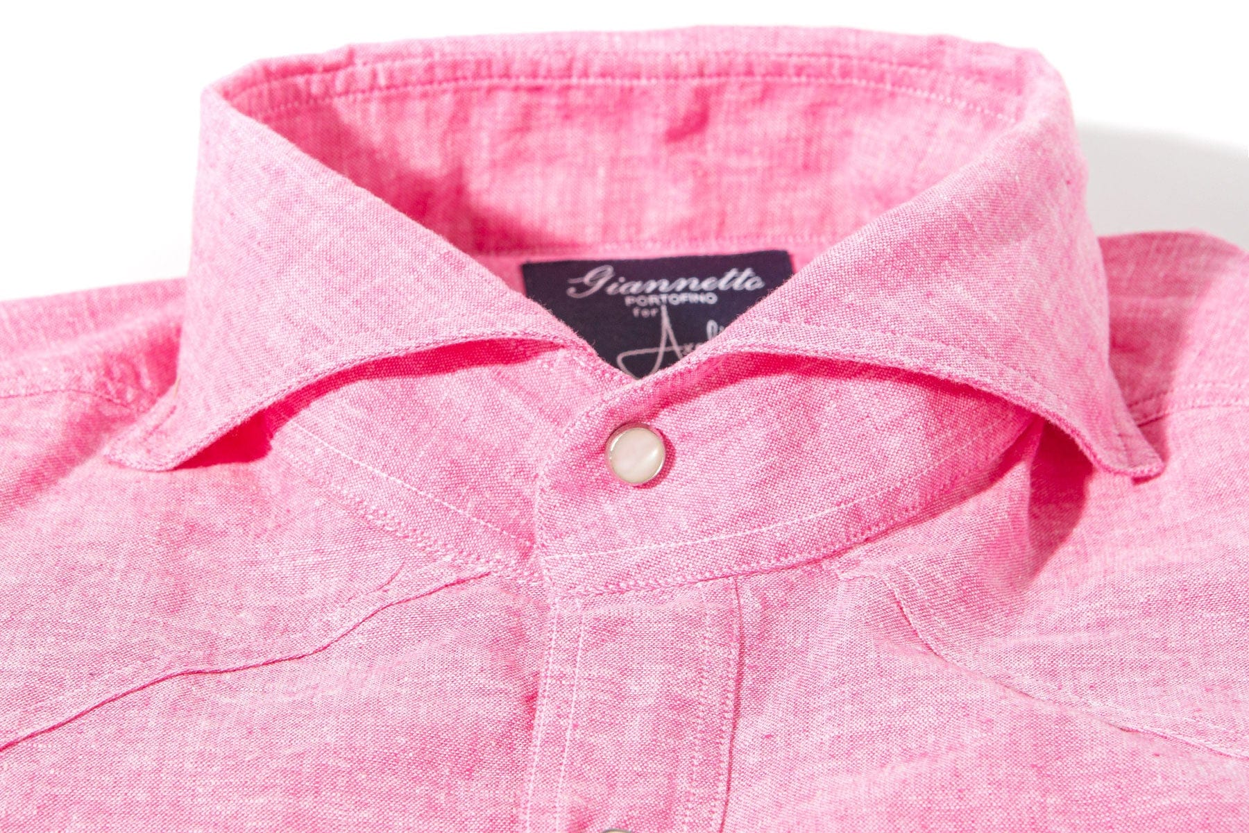 Giannetto Portofino Blanton Linen Cotton Solid Shirt In Pink Mens - Shirts - Dress