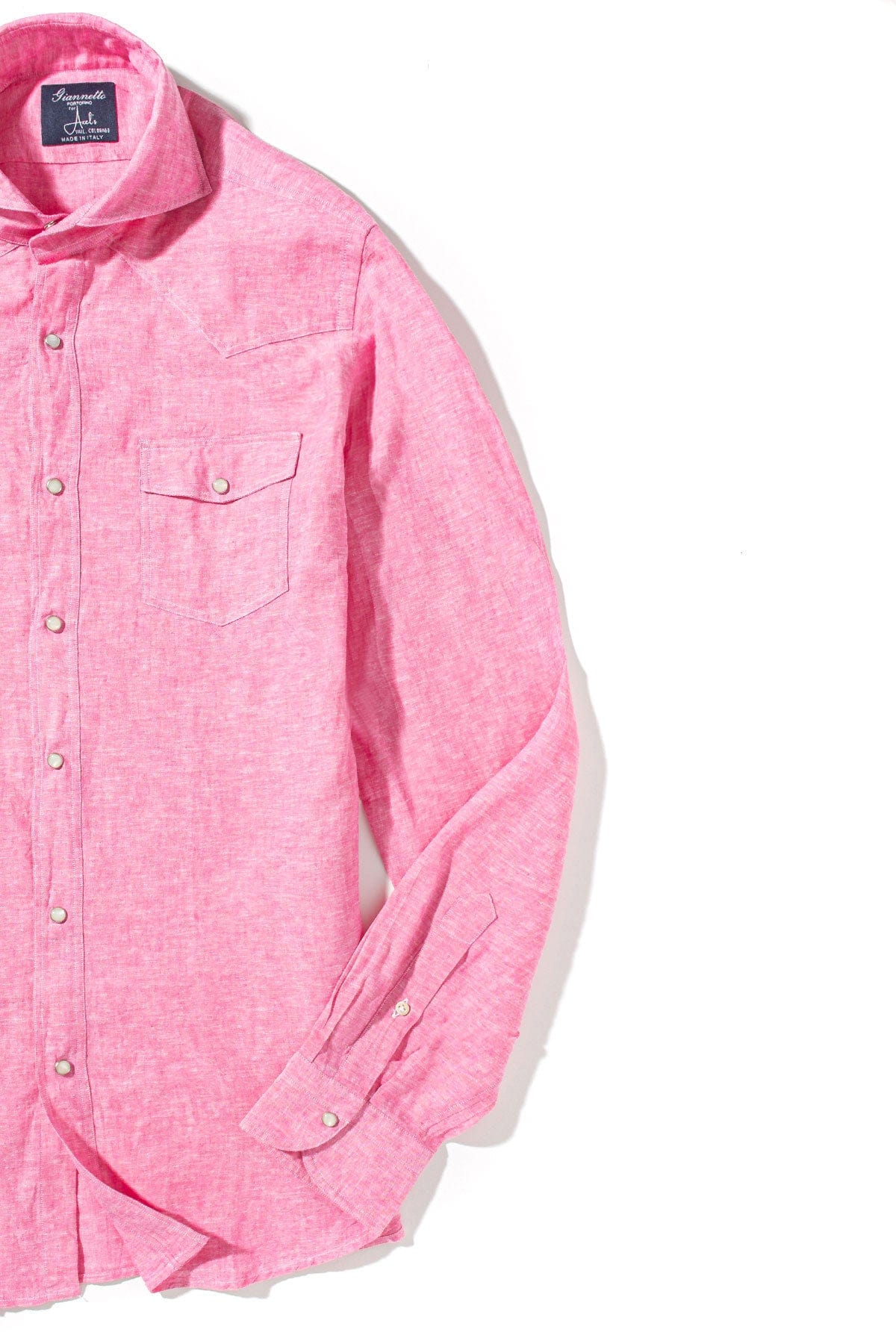 Giannetto Portofino Blanton Linen Cotton Solid Shirt In Pink Mens - Shirts - Dress