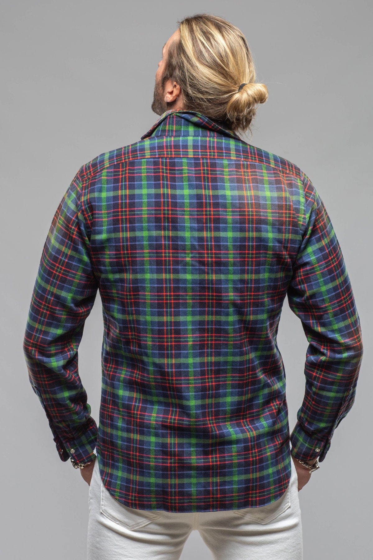 Giannetto Portofino Blissful Cotton Check Shirt In Blue Green Check | Mens - Shirts - Dress