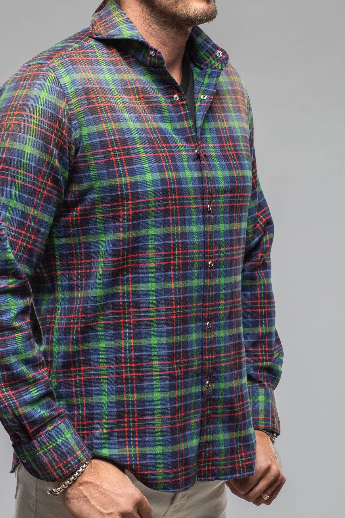 Giannetto Portofino Blissful Cotton Check Shirt In Blue Green Check | Mens - Shirts - Dress