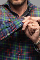 Giannetto Portofino Blissful Cotton Check Shirt In Blue Green Check | Mens - Shirts - Dress