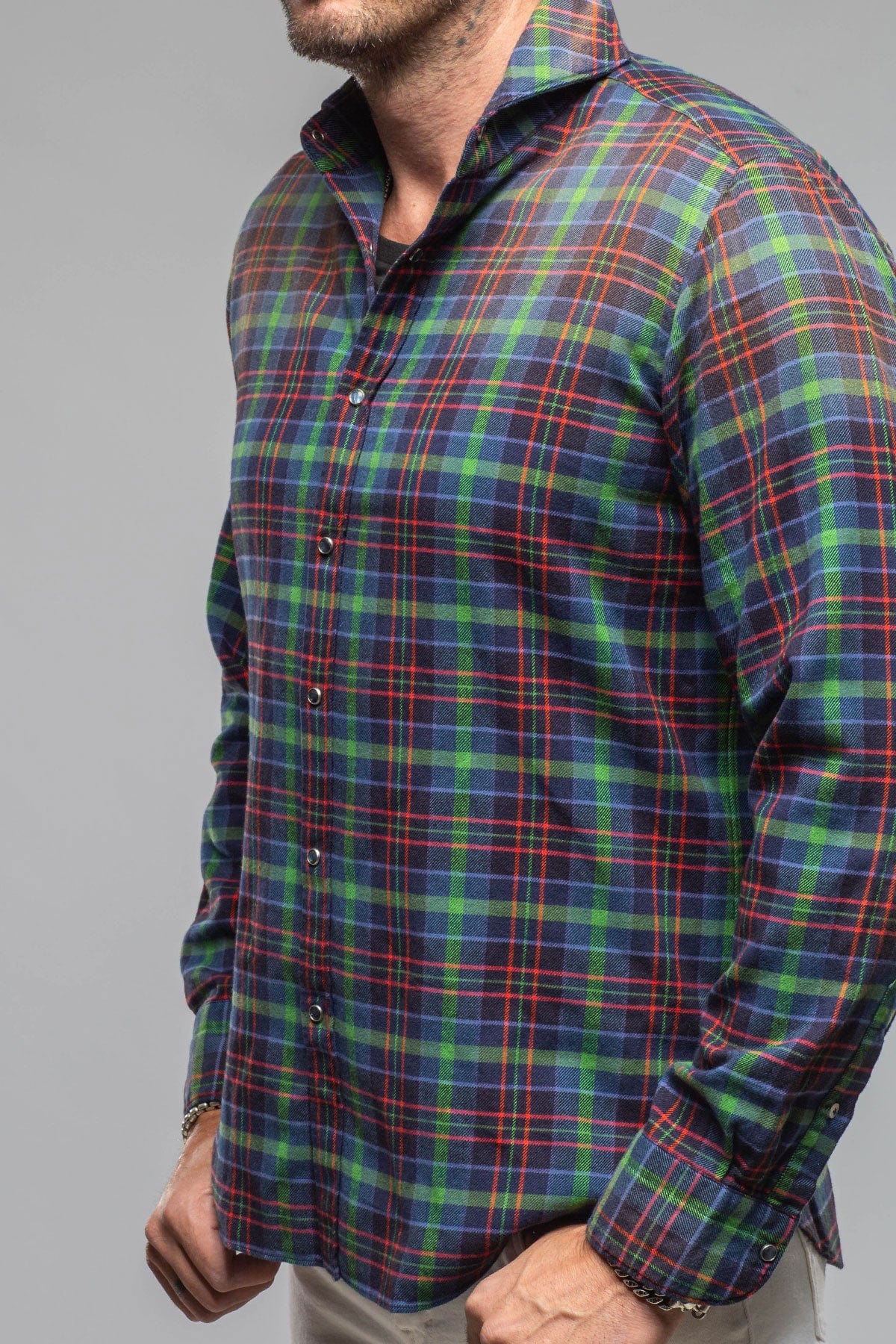 Giannetto Portofino Blissful Cotton Check Shirt In Blue Green Check | Mens - Shirts - Dress