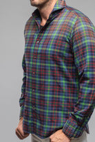 Giannetto Portofino Blissful Cotton Check Shirt In Blue Green Check | Mens - Shirts - Dress