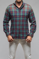 Giannetto Portofino Blissful Cotton Check Shirt In Blue Green Check | Mens - Shirts - Dress