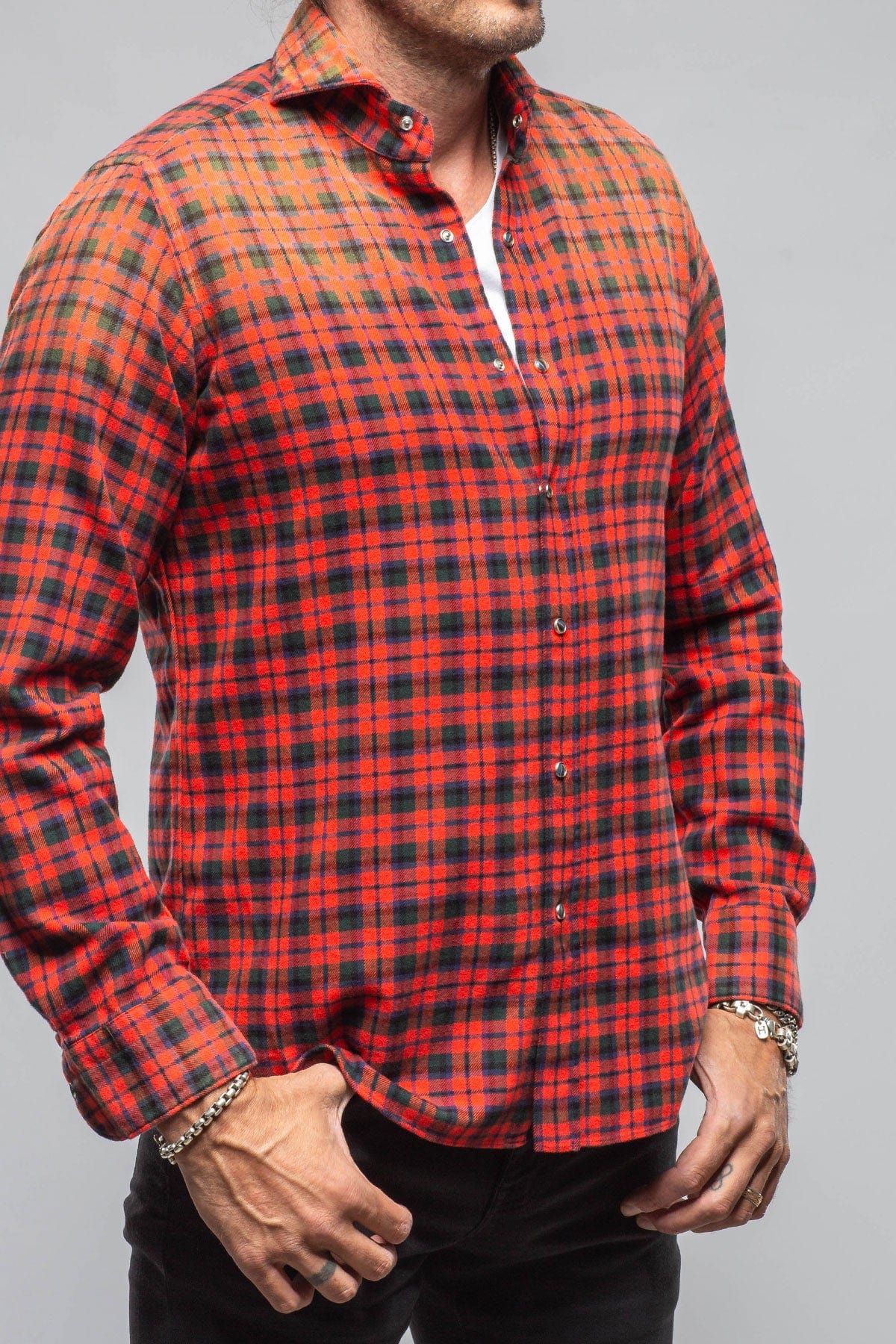 Giannetto Portofino Blissful Cotton Check Shirt In Red Black | Mens - Shirts - Dress