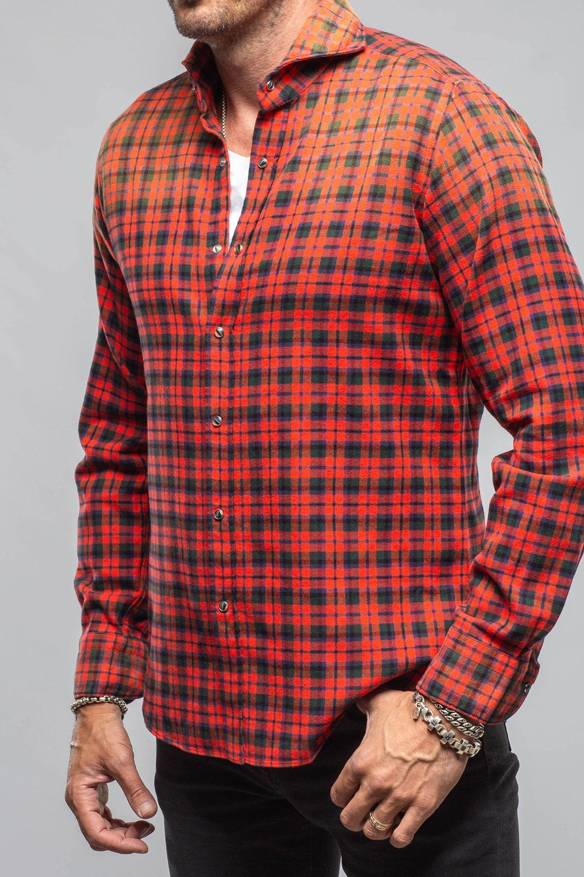 Giannetto Portofino Blissful Cotton Check Shirt In Red Black | Mens - Shirts - Dress