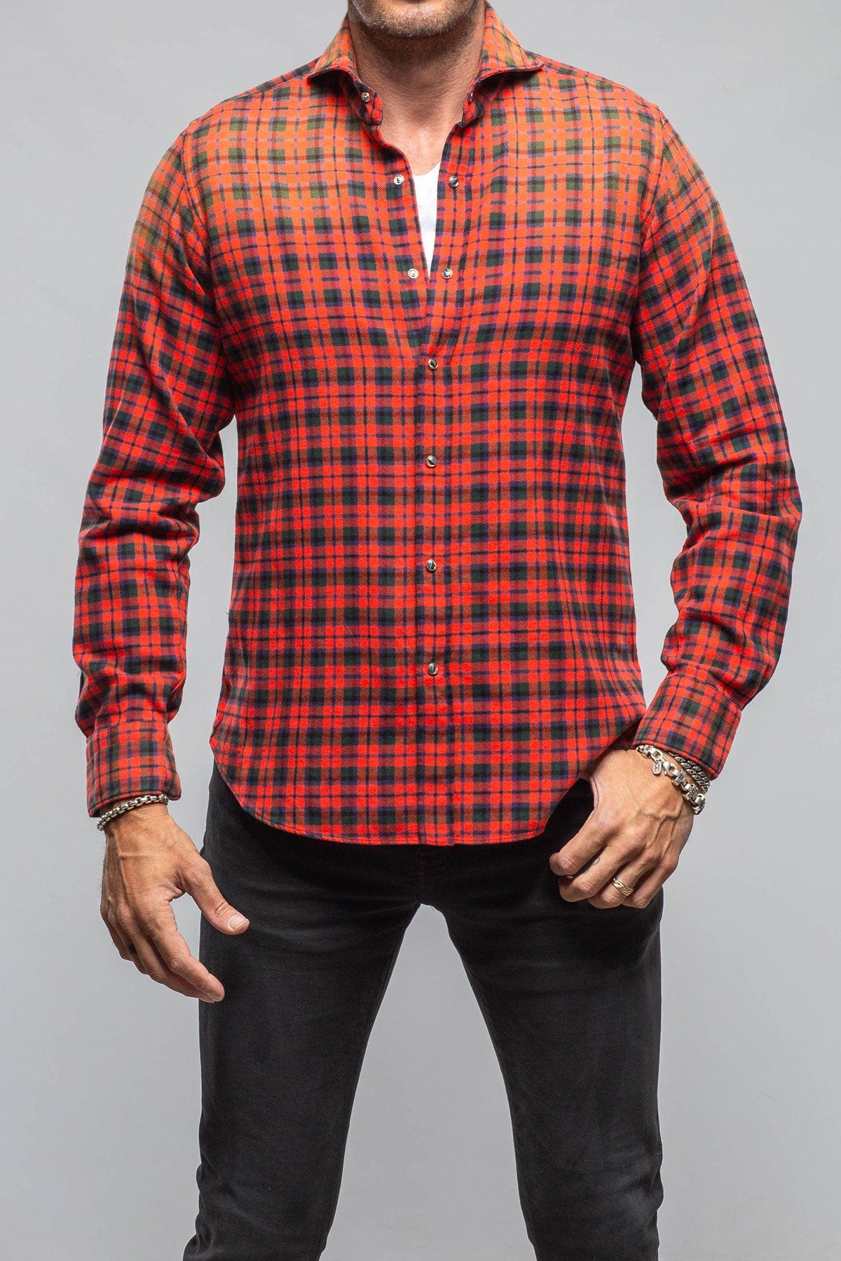 Giannetto Portofino Blissful Cotton Check Shirt In Red Black | Mens - Shirts - Dress