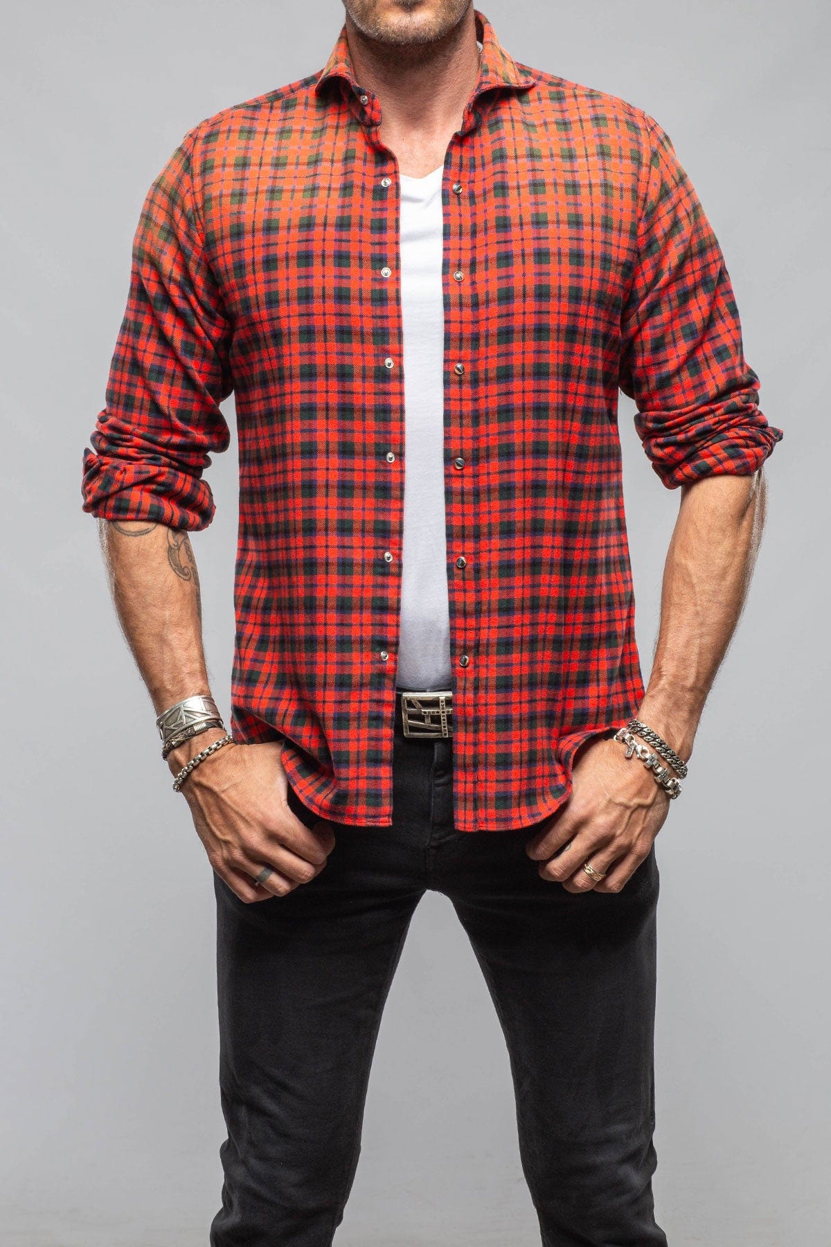 Giannetto Portofino Blissful Cotton Check Shirt In Red Black | Mens - Shirts - Dress