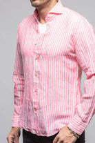 Giannetto Portofino Bulliet Linen Stripe In Pink Mens - Shirts - Dress
