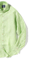 Giannetto Portofino Bulliet Linen Stripe Shirt In Green Mens - Shirts - Dress