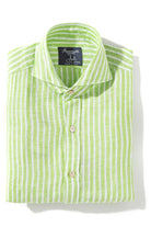 Giannetto Portofino Bulliet Linen Stripe Shirt In Green Mens - Shirts - Dress