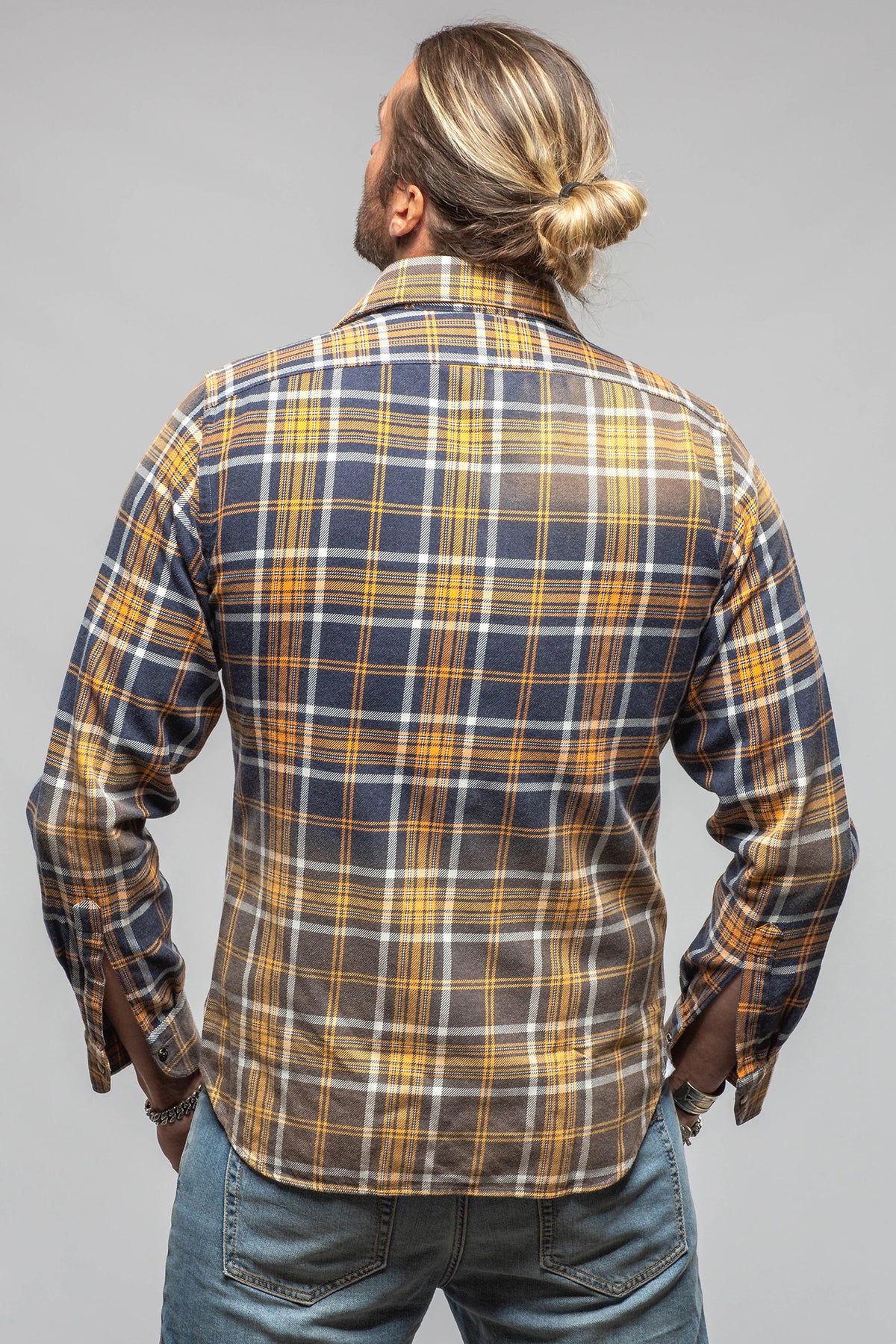Canazei Western Snap Shirt In Navy Orange - AXEL'S