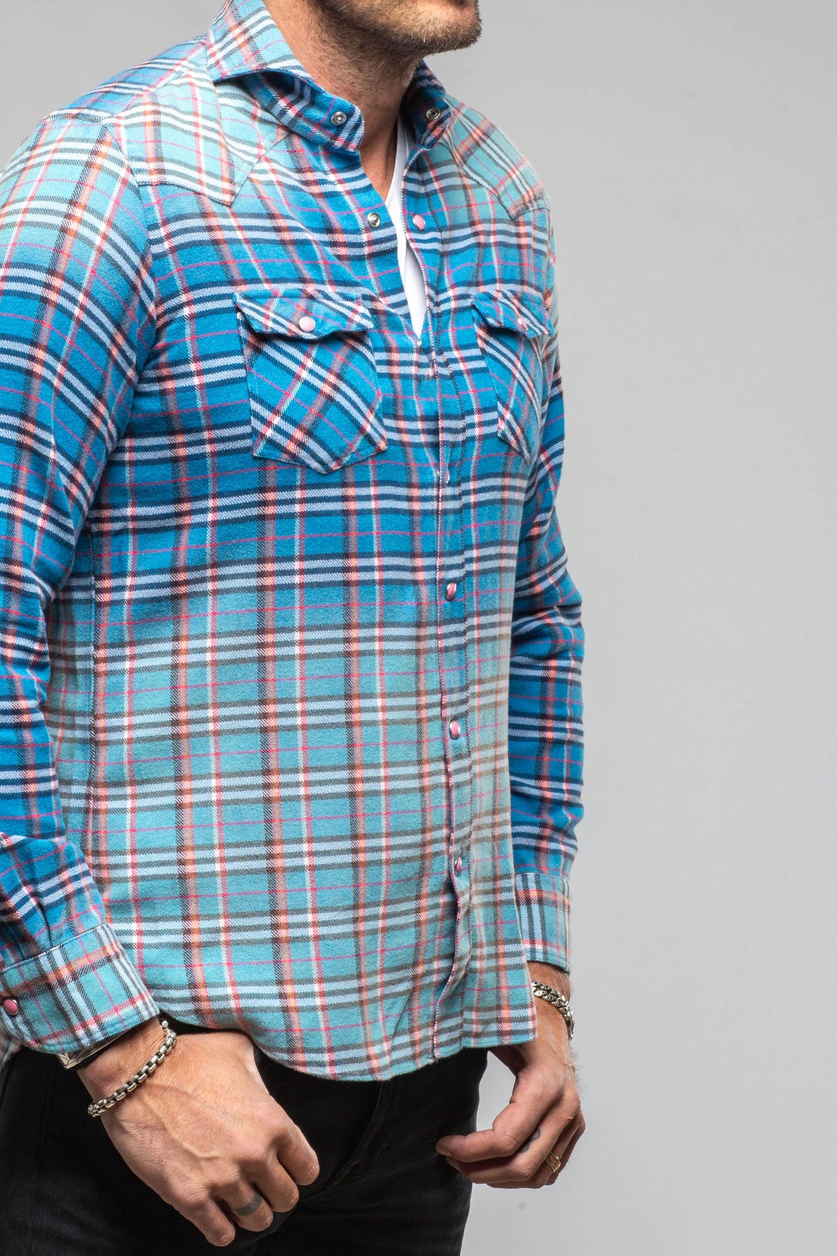 Giannetto Portofino Cascade Western Snap Shirt In Blue Mens - Shirts - Dress