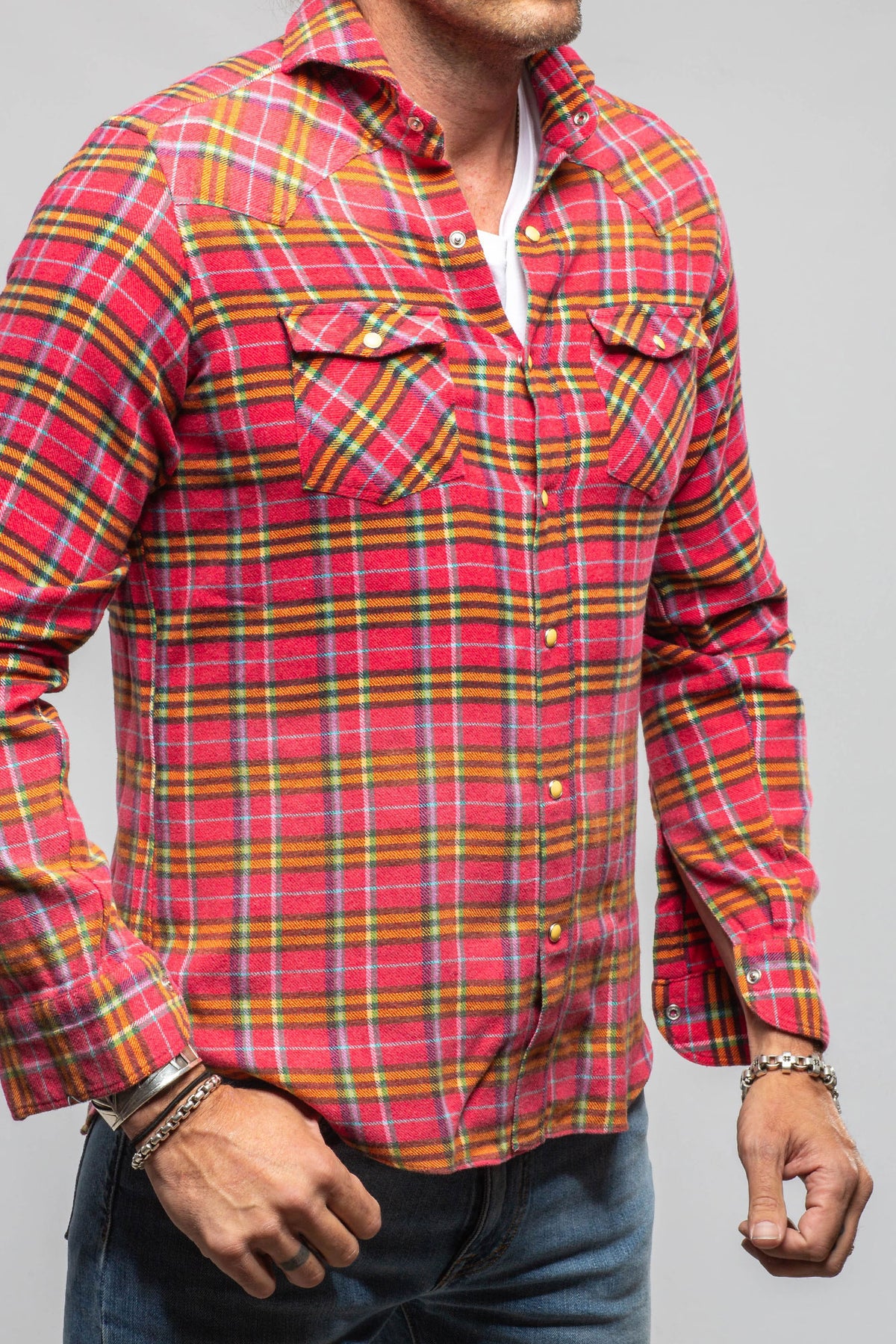 Giannetto Portofino Cascade Western Snap Shirt In Red Mens - Shirts - Dress