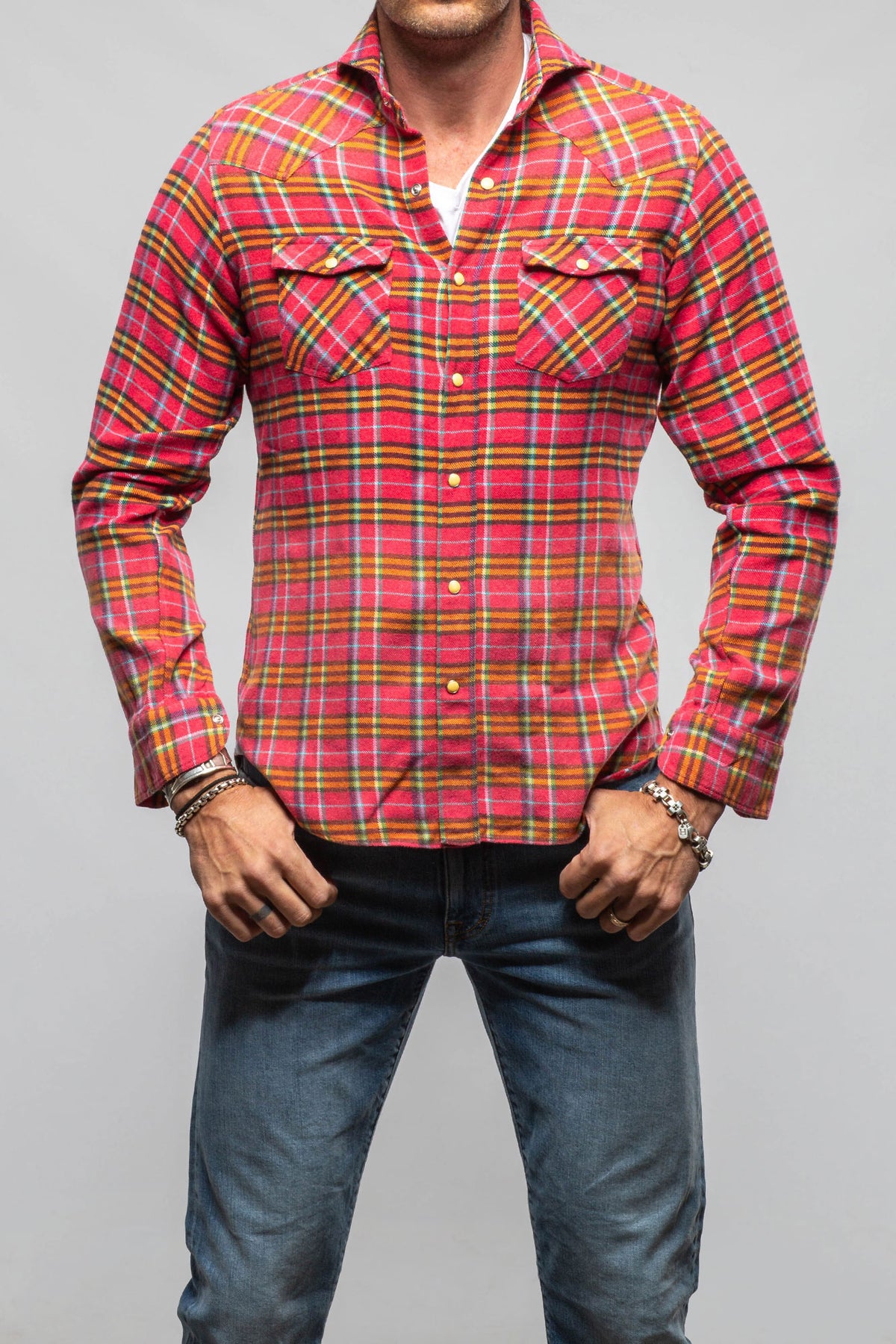 Giannetto Portofino Cascade Western Snap Shirt In Red Mens - Shirts - Dress
