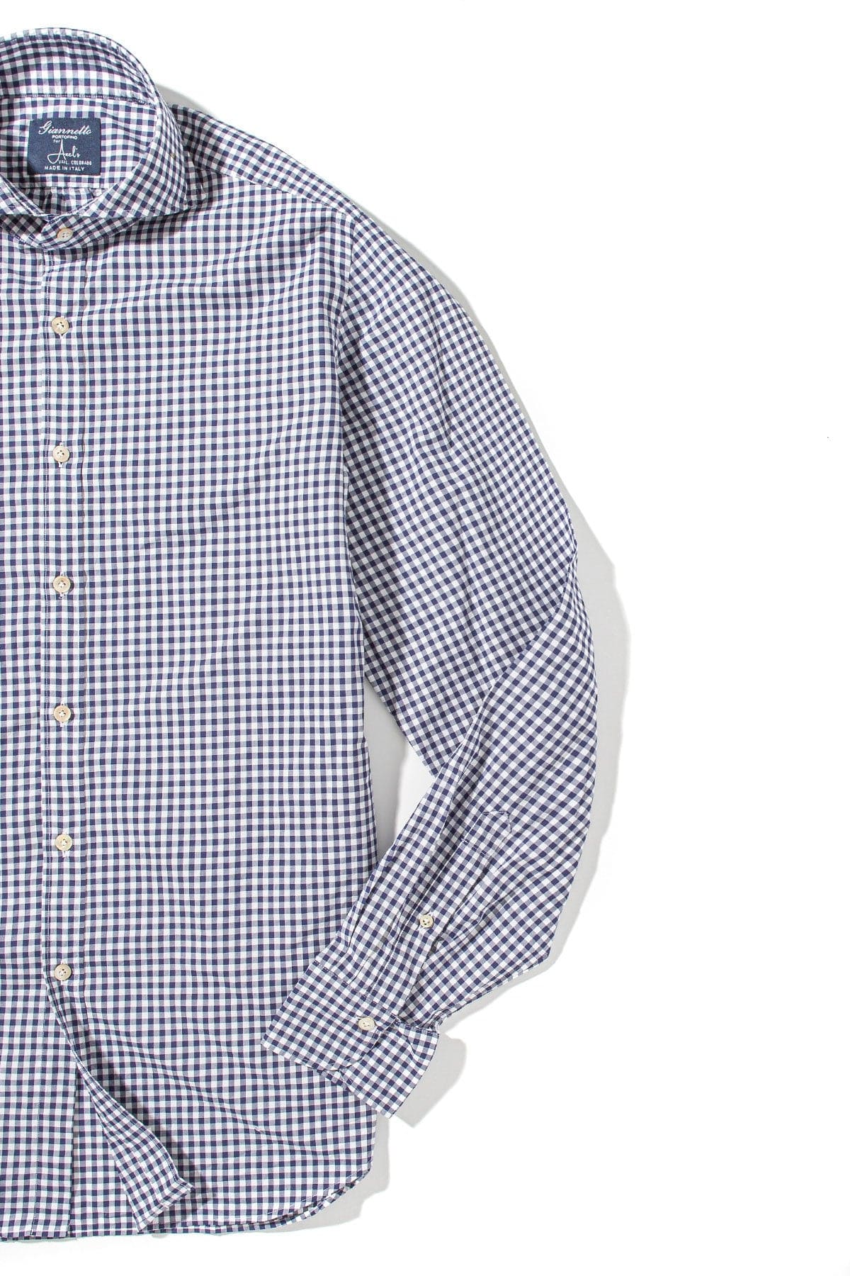 Giannetto Portofino Diago Cotton Gingham Check Shirt In Navy Mens - Shirts - Dress
