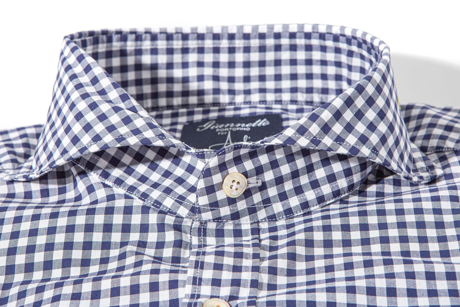Giannetto Portofino Diago Cotton Gingham Check Shirt In Navy Mens - Shirts - Dress