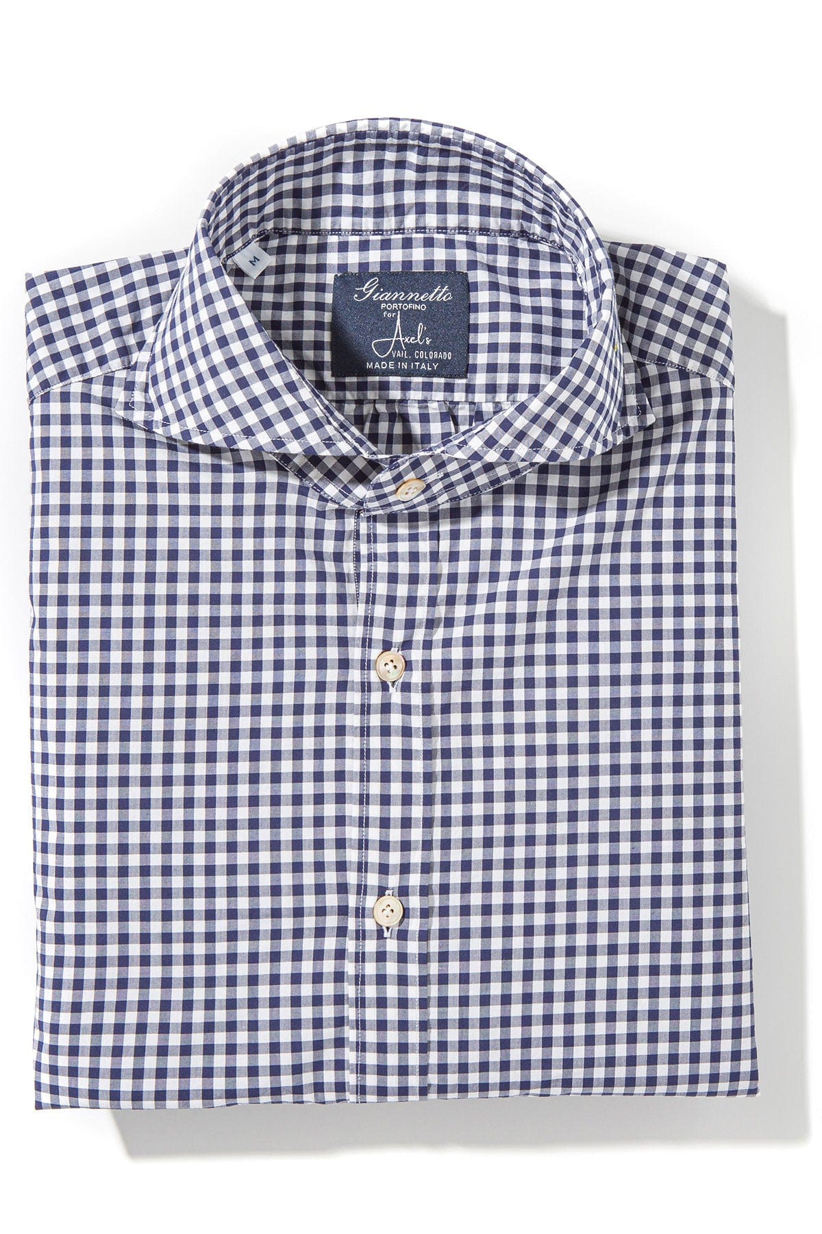 Giannetto Portofino Diago Cotton Gingham Check Shirt In Navy Mens - Shirts - Dress
