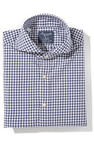 Giannetto Portofino Diago Cotton Gingham Check Shirt In Navy Mens - Shirts - Dress