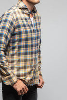Giannetto Portofino Dolomite Washed Snap Shirt In Blue Orange Mens - Shirts - Dress