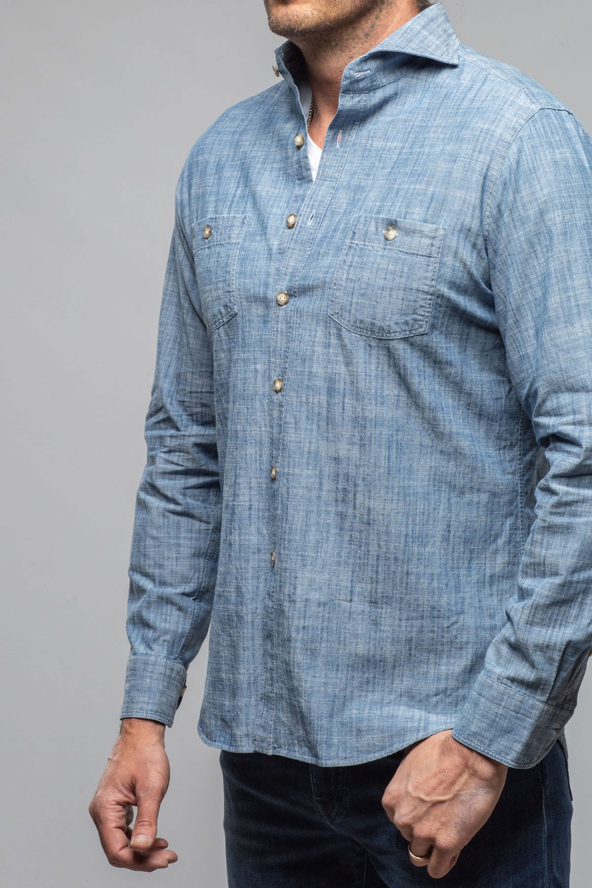 Giannetto Portofino Drakes Denim Button Down Shirt Mens - Shirts - Dress