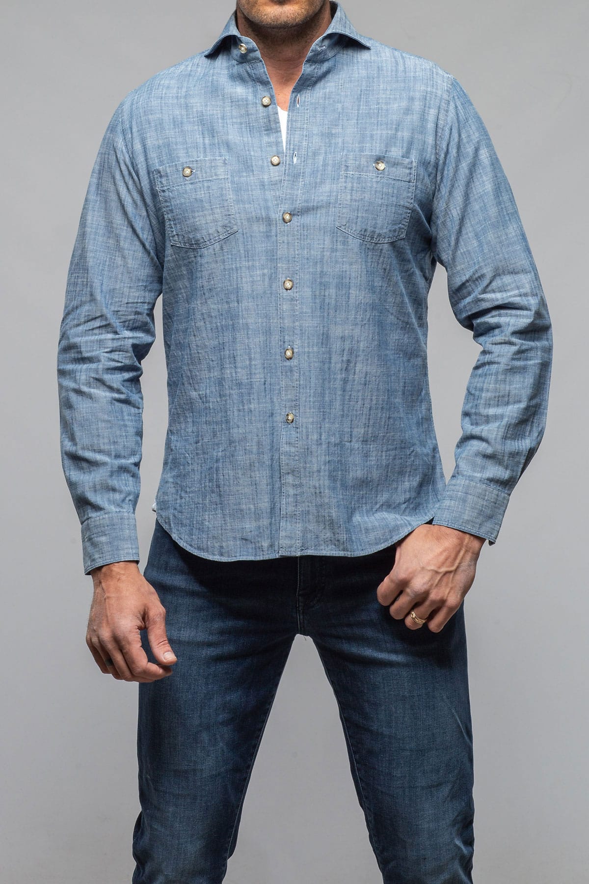 Giannetto Portofino Drakes Denim Button Down Shirt Mens - Shirts - Dress