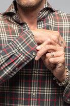 Giannetto Portofino Dreamy Snap Flannel In Grey With Red Window Pane | Mens - Shirts - Dress
