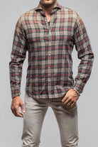 Giannetto Portofino Dreamy Snap Flannel In Grey With Red Window Pane | Mens - Shirts - Dress