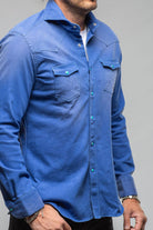 Giannetto Portofino Elias Denim Western Snap Shirt In Blue Mens - Shirts - Dress