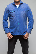 Giannetto Portofino Elias Denim Western Snap Shirt In Blue Mens - Shirts - Dress