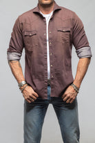 Giannetto Portofino Elias Denim Western Snap Shirt In Brown Mens - Shirts - Dress