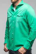 Elias Denim Western Snap Shirt In Green - AXEL'S