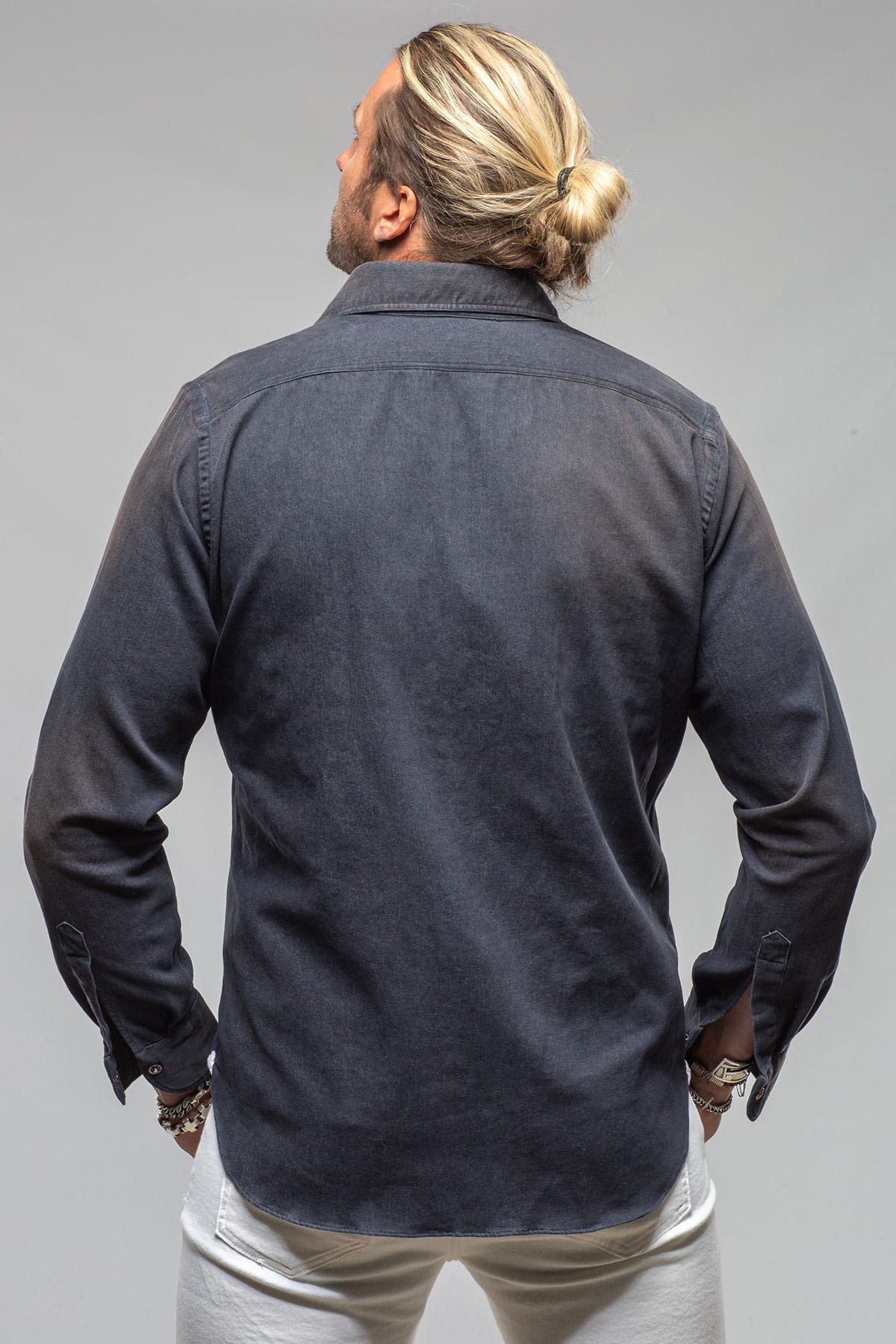 Giannetto Portofino Elias Denim Western Snap Shirt In Navy Mens - Shirts - Dress