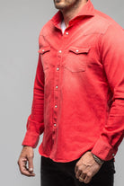 Elias Denim Western Snap Shirt In Red - AXEL'S