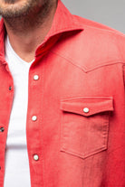 Elias Denim Western Snap Shirt In Red - AXEL'S
