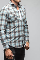 Giannetto Portofino Enchanted Western Cotton Snap In Sprayed Light Blue | Mens - Shirts - Dress