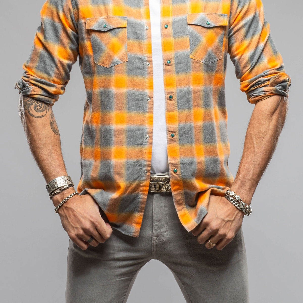 Giannetto Portofino Enchanted Western Cotton Snap In Sprayed Orange ...