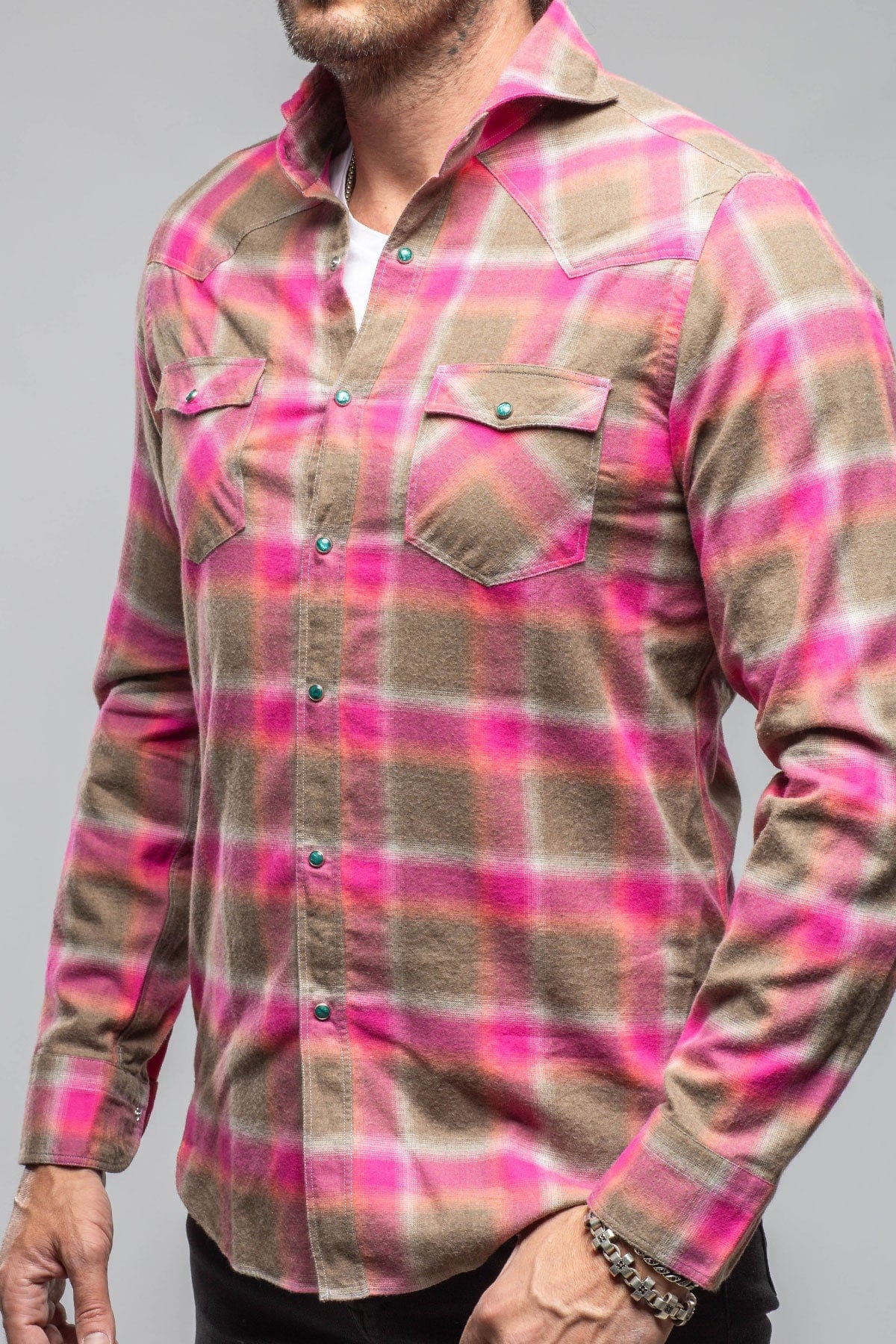 Giannetto Portofino Enchanted Western Cotton Snap In Sprayed Pink Mens - Shirts - Dress