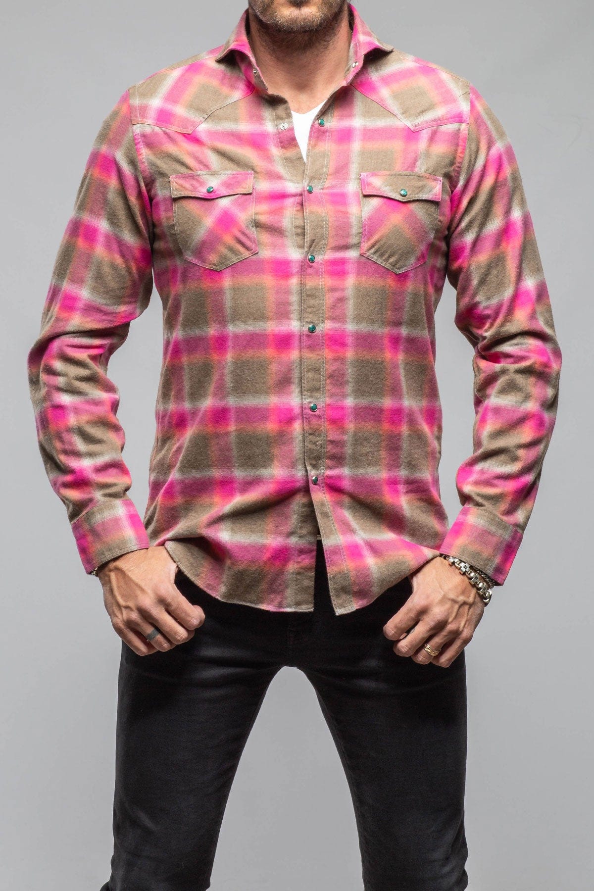 Giannetto Portofino Enchanted Western Cotton Snap In Sprayed Pink Mens - Shirts - Dress