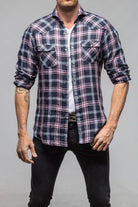 Firenze Linen Snap Shirt In Navy/Pink - AXEL'S