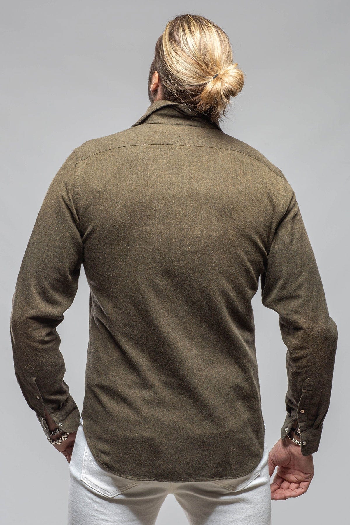 Giannetto Portofino Golden Sand Washed Snap Shirt In Chocolate Mens - Shirts - Dress