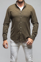 Giannetto Portofino Golden Sand Washed Snap Shirt In Chocolate Mens - Shirts - Dress