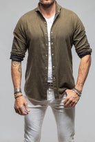Giannetto Portofino Golden Sand Washed Snap Shirt In Chocolate Mens - Shirts - Dress
