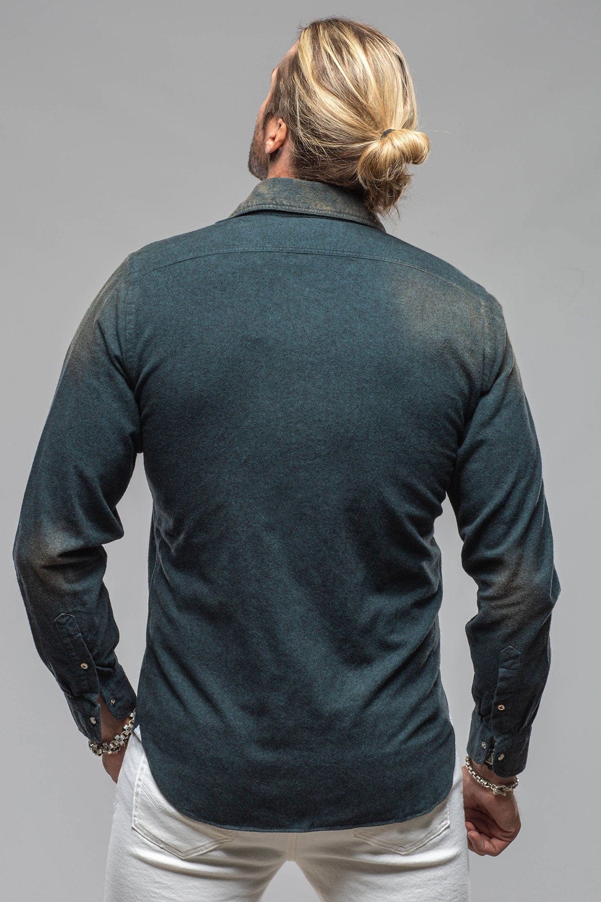 Giannetto Portofino Golden Sand Washed Snap Shirt In Green | Mens - Shirts - Dress