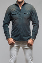 Giannetto Portofino Golden Sand Washed Snap Shirt In Green | Mens - Shirts - Dress