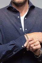 Giannetto Portofino Golden Sand Washed Snap Shirt In Navy Mens - Shirts - Dress