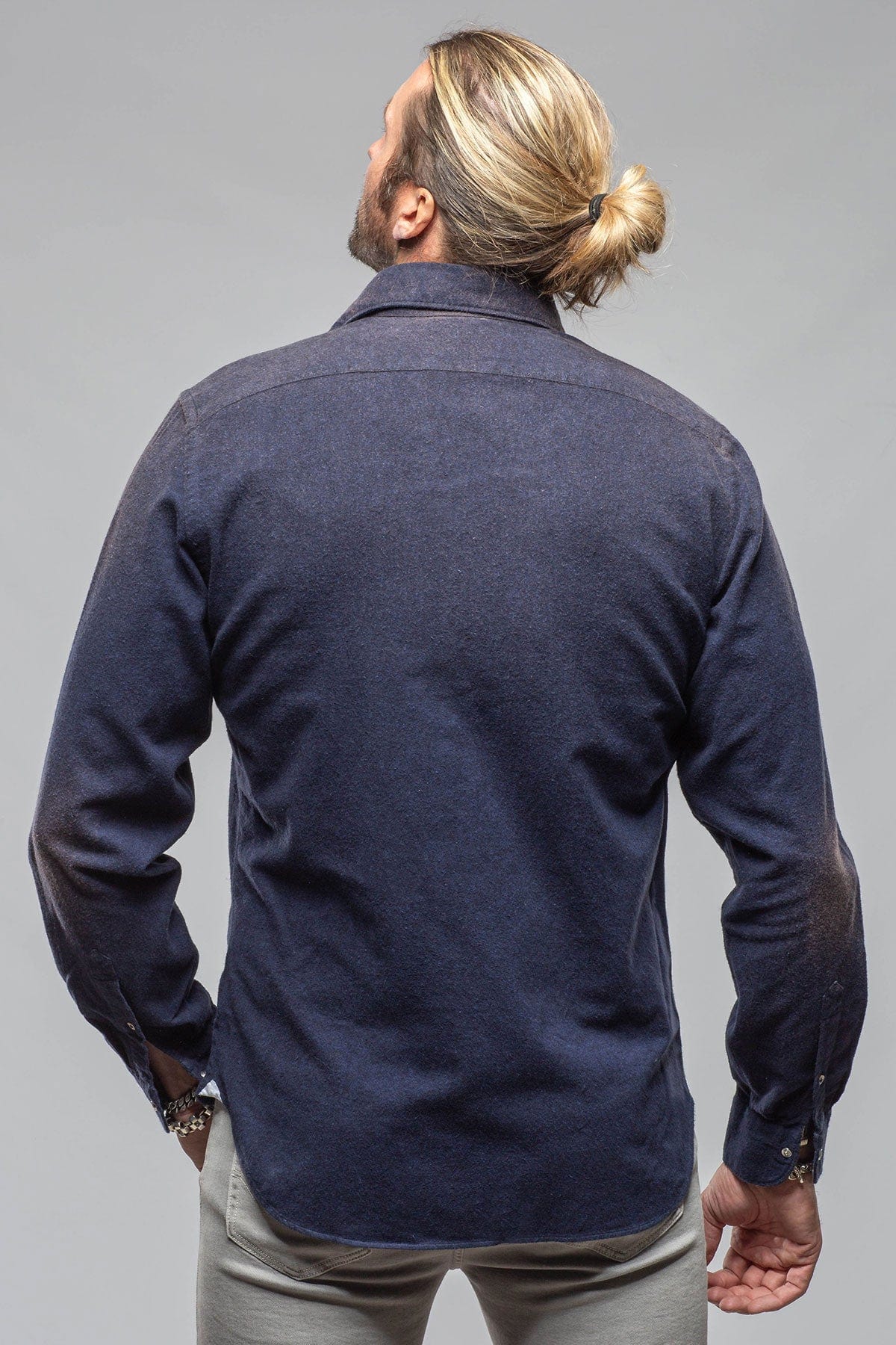 Giannetto Portofino Golden Sand Washed Snap Shirt In Navy Mens - Shirts - Dress