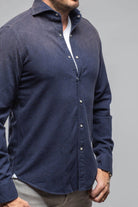 Giannetto Portofino Golden Sand Washed Snap Shirt In Navy Mens - Shirts - Dress